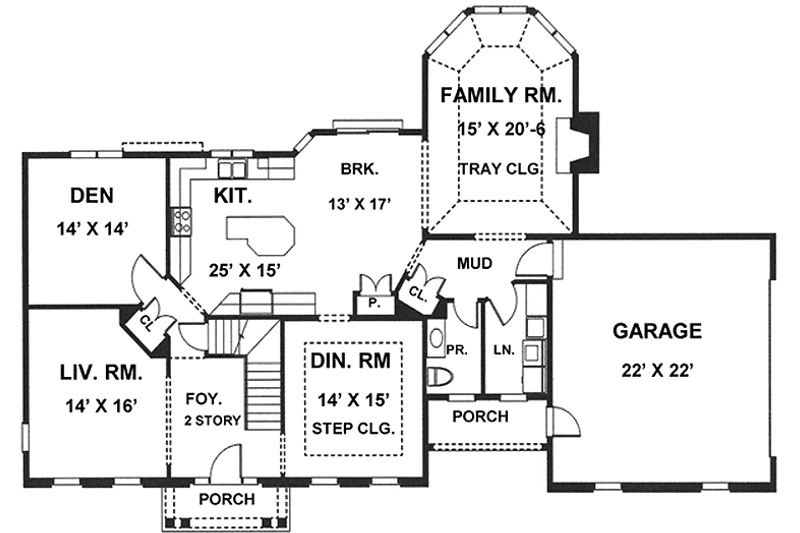 Home Plan - Floor Plan - Main Floor for Classical House Plan #1001-35 - 4 bed, 2.5 bath
