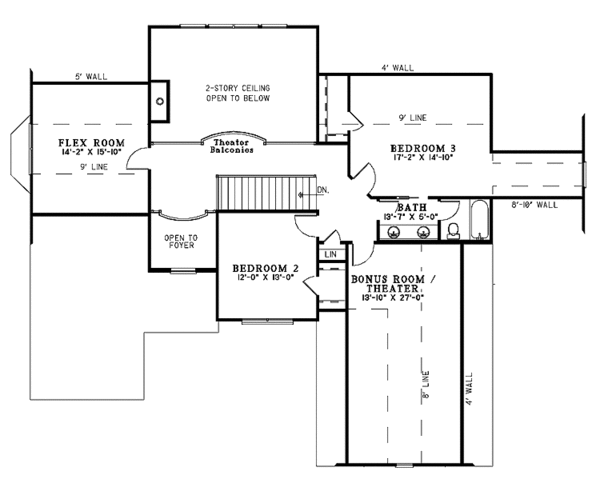 Home Plan - Traditional Floor Plan - Upper Floor Plan #17-3269