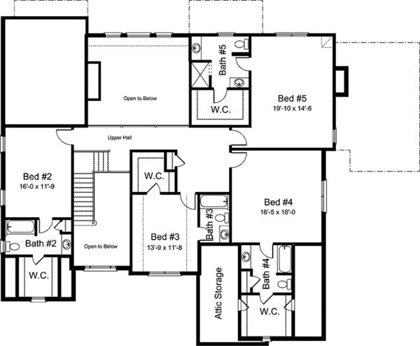 House Blueprint - European Floor Plan - Upper Floor Plan #994-34