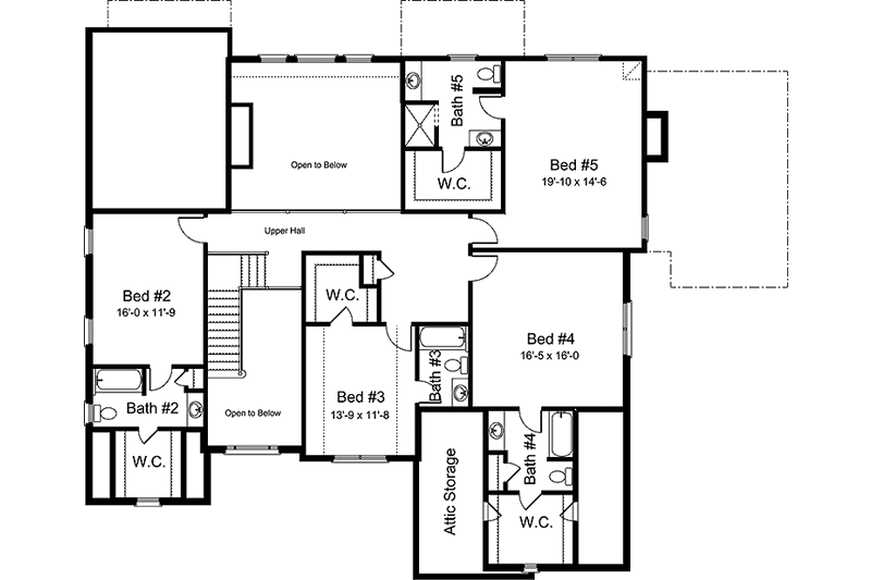 Home Plan - Floor Plan - Upper Floor for European House Plan #994-34 - 5 bed, 5.5 bath