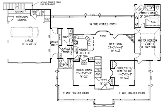 Floor Plan - Main Floor for Victorian House Plan #11-259 - 4 bed, 3 bath
