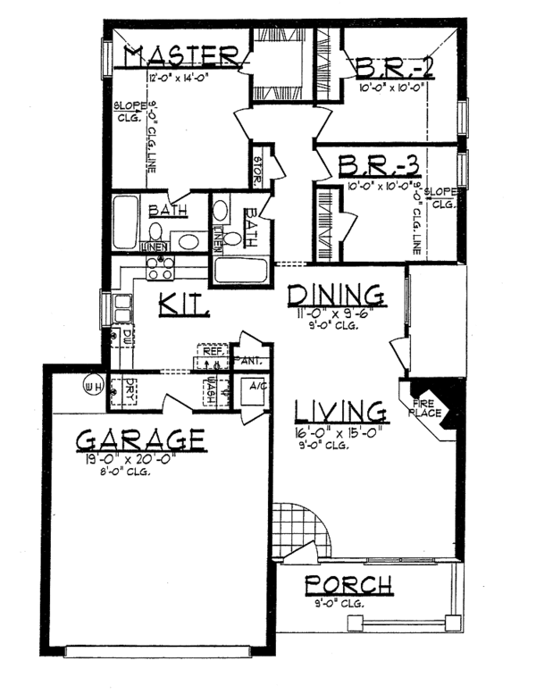 House Blueprint - Ranch Floor Plan - Main Floor Plan #62-159