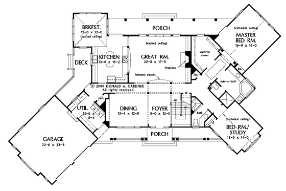 Floor Plan - Main Floor for Craftsman House Plan #929-624 - 4 bed, 4 bath