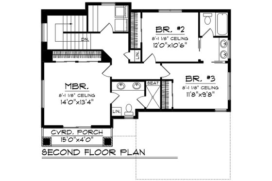Floor Plan - Upper Floor for Modern House Plan #70-1503 - 3 bed, 2.5 bath