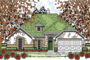 House Blueprint - Exterior - Front Elevation for Country House Plan #42-719 - 4 bed, 2 bath