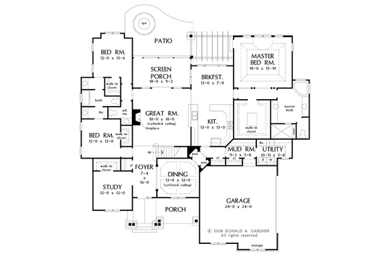 Floor Plan - Main Floor for Craftsman House Plan #929-908 - 4 bed, 3.5 bath