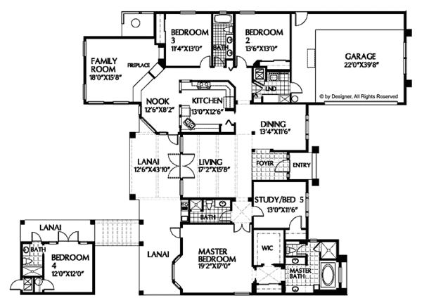 Dream House Plan - Ranch Floor Plan - Main Floor Plan #999-30