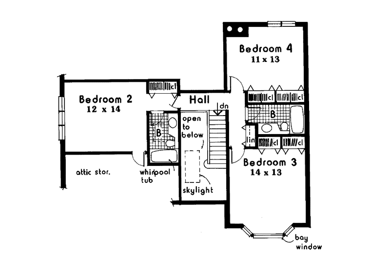 House Plan Design - Floor Plan - Upper Floor for Traditional House Plan #3-338 - 4 bed, 3.5 bath