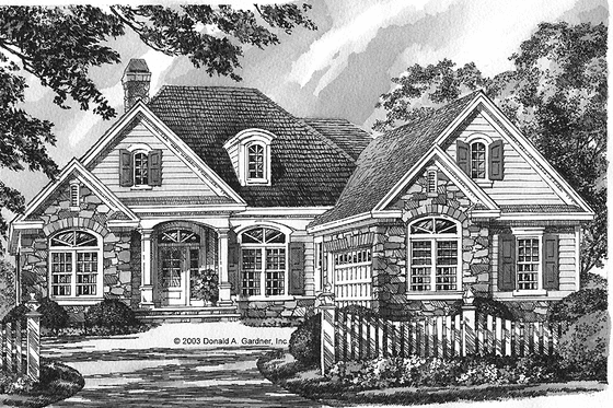 Exterior - Front Elevation 3 for Country House Plan #929-700 - 3 bed, 2 bath
