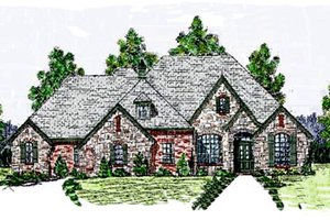 European Exterior - Front Elevation Plan #52-121