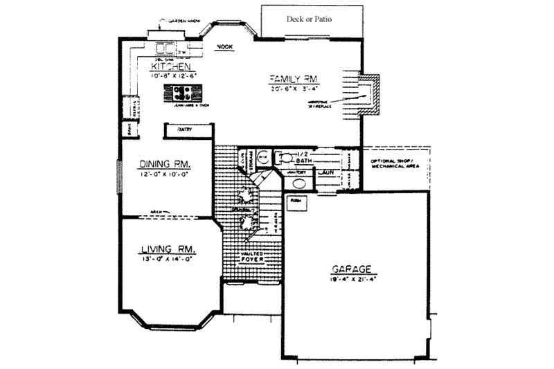 Architectural House Design - Floor Plan - Main Floor for Traditional House Plan #303-109 - 3 bed, 2.5 bath