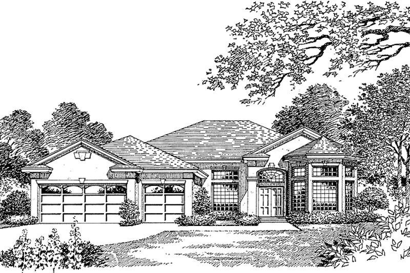 Architectural House Design - Exterior - Front Elevation 3 for Mediterranean House Plan #1015-2 - 4 bed, 3 bath