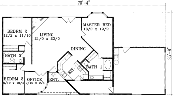 Ranch Floor Plan - Main Floor Plan #1-1281