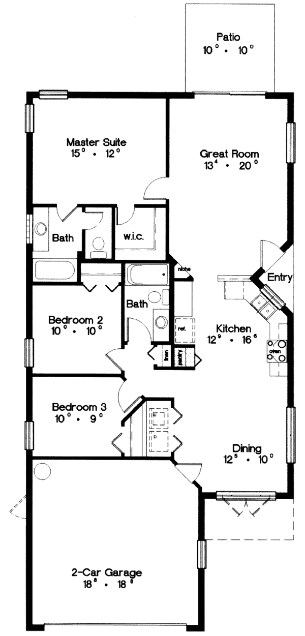 Architectural House Design - Mediterranean Floor Plan - Main Floor Plan #417-689