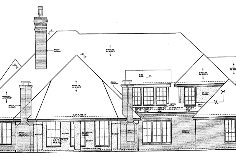 Home Plan - Exterior - Rear Elevation for Country House Plan #310-1193 - 5 bed, 3 bath