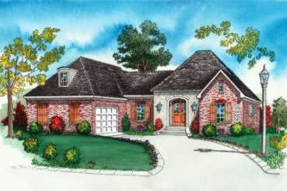 Exterior - Front Elevation for European House Plan #16-296 - 3 bed, 2 bath