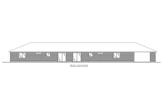 Exterior - Rear Elevation for Ranch House Plan #117-1086 - 4 bed, 4 bath