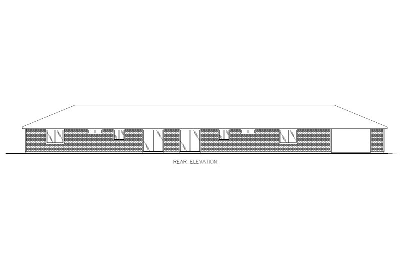 House Blueprint - Exterior - Rear Elevation for Ranch House Plan #117-1086 - 4 bed, 4 bath