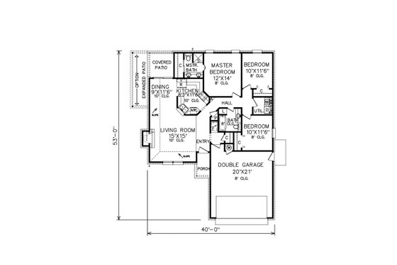 Floor Plan - Main Floor for Traditional House Plan #65-126 - 3 bed, 2 bath
