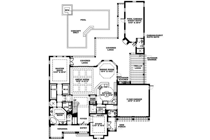 Home Plan - Floor Plan - Main Floor for Traditional House Plan #1017-131 - 5 bed, 5.5 bath