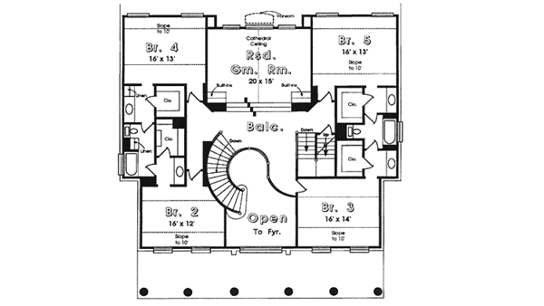 Architectural House Design - Colonial Floor Plan - Upper Floor Plan #974-8