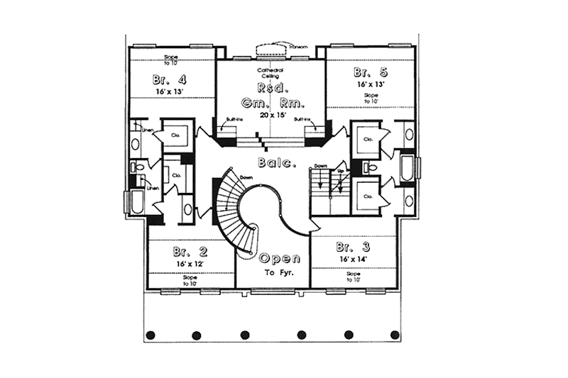Home Plan - Floor Plan - Upper Floor for Colonial House Plan #974-8 - 5 bed, 3.5 bath