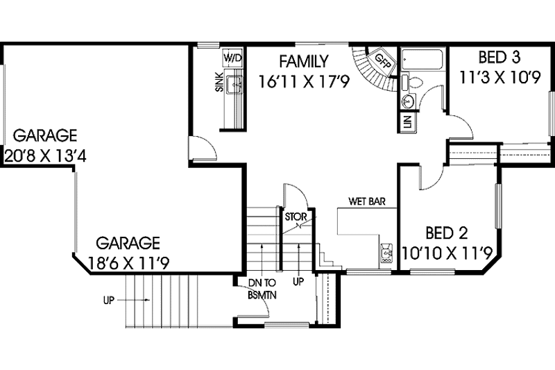 Home Plan - Floor Plan - Main Floor for Contemporary House Plan #60-1010 - 3 bed, 2.5 bath