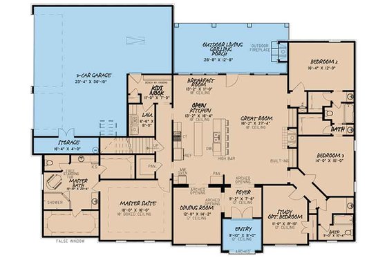 Floor Plan - Main Floor for European House Plan #17-3412 - 3 bed, 3 bath