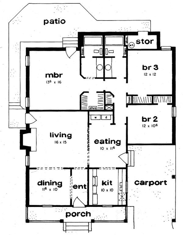 House Design - Ranch Floor Plan - Main Floor Plan #36-532