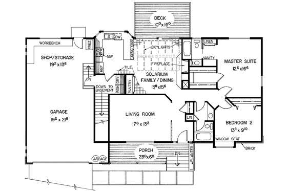 Floor Plan - Main Floor for Ranch House Plan #60-990 - 2 bed, 2 bath