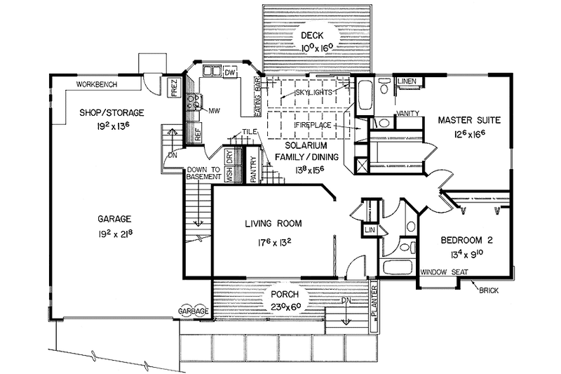 Dream House Plan - Floor Plan - Main Floor for Ranch House Plan #60-990 - 2 bed, 2 bath