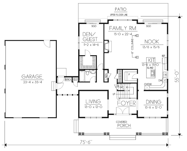 Craftsman Floor Plan - Main Floor Plan #100-459