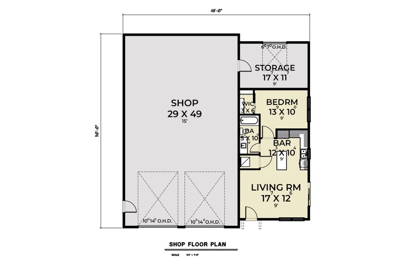 Dream House Plan - Floor Plan - Main Floor for Barndominium House Plan #1070-243 - 1 bed, 1 bath