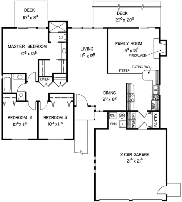 House Design - Ranch Floor Plan - Main Floor Plan #60-908
