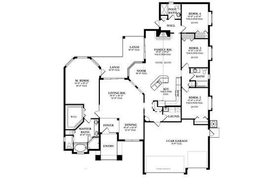 Floor Plan - Main Floor for Craftsman House Plan #1058-47 - 4 bed, 3 bath