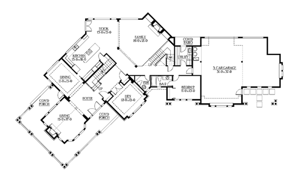 Architectural House Design - Craftsman Floor Plan - Main Floor Plan #132-347
