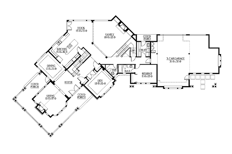 Home Plan - Floor Plan - Main Floor for Craftsman House Plan #132-347 - 5 bed, 4.5 bath