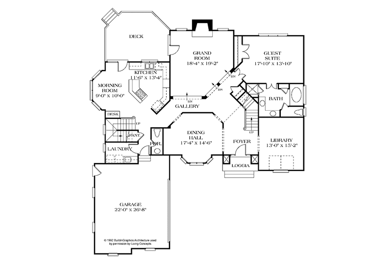 Dream House Plan - Floor Plan - Main Floor for Traditional House Plan #453-412 - 4 bed, 3.5 bath