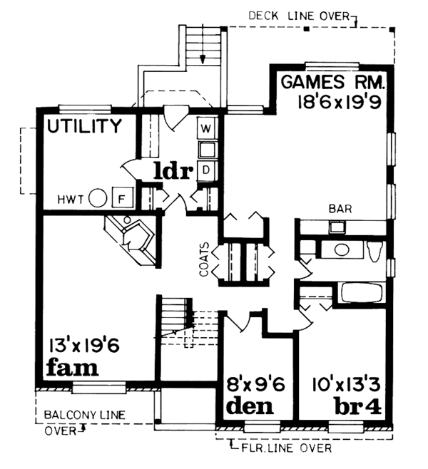 House Blueprint - Contemporary Floor Plan - Lower Floor Plan #47-982