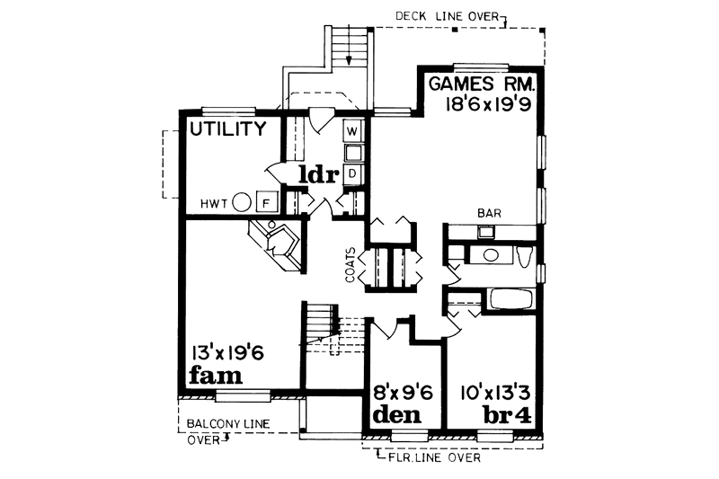 Home Plan - Floor Plan - Lower Floor for Contemporary House Plan #47-982 - 3 bed, 2 bath