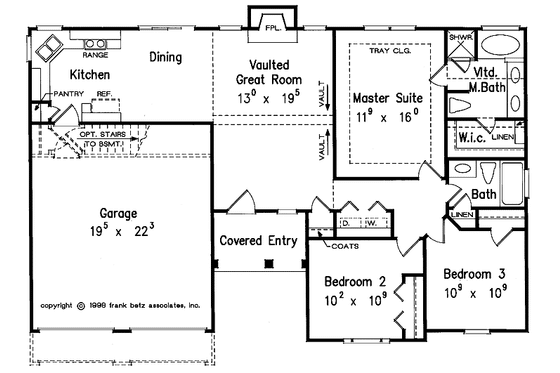 Floor Plan - Main Floor for Ranch House Plan #927-394 - 3 bed, 2 bath