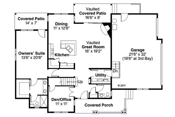 Floor Plan - Main Floor for Country House Plan #124-882 - 3 bed, 2.5 bath