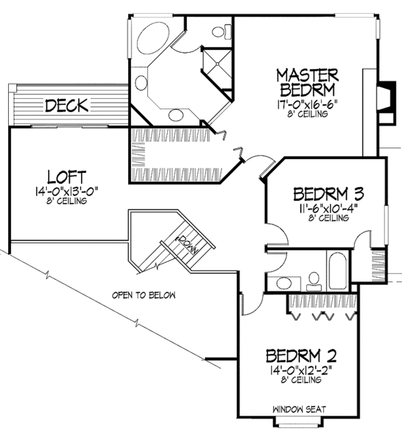 House Plan Design - European Floor Plan - Upper Floor Plan #320-696