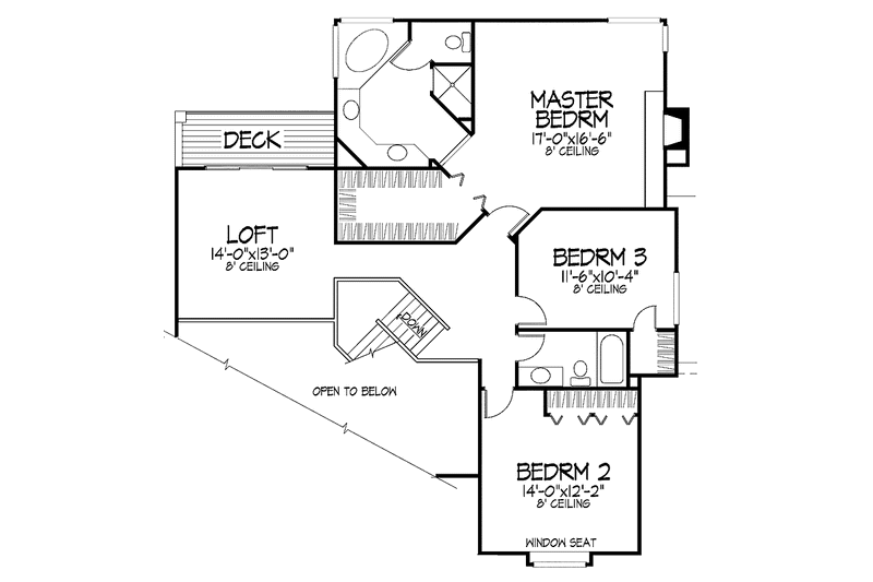 Home Plan - Floor Plan - Upper Floor for European House Plan #320-696 - 3 bed, 2.5 bath