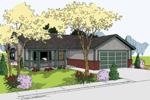Ranch Exterior - Front Elevation Plan #60-1033