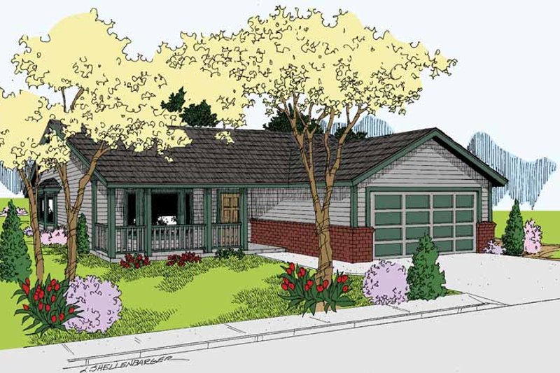 Architectural House Design - Ranch Exterior - Front Elevation Plan #60-1033