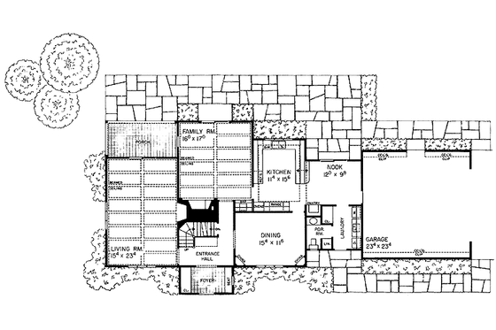 Floor Plan - Main Floor for Contemporary House Plan #72-596 - 3 bed, 2.5 bath