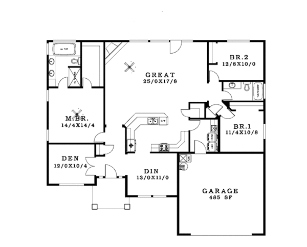 Architectural House Design - Ranch Floor Plan - Main Floor Plan #943-33