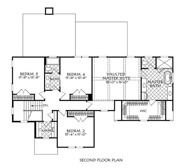 Traditional Floor Plan - Upper Floor Plan #927-1005