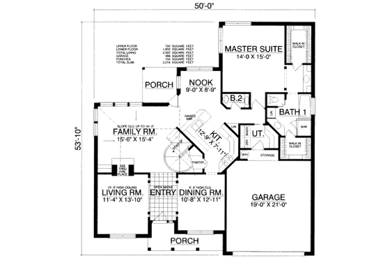 Floor Plan - Main Floor for Country House Plan #40-425 - 4 bed, 2.5 bath